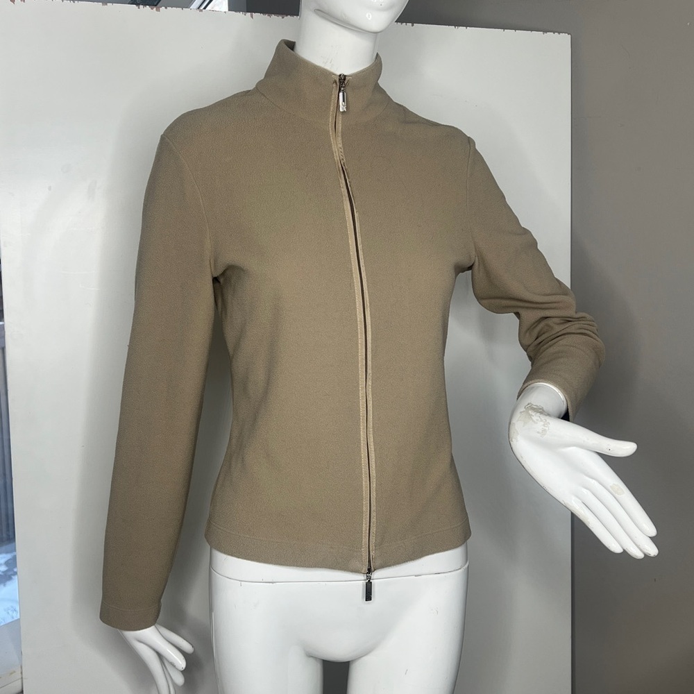 Moncler Sz S Double Zipper Fleece Long Sleeve Top